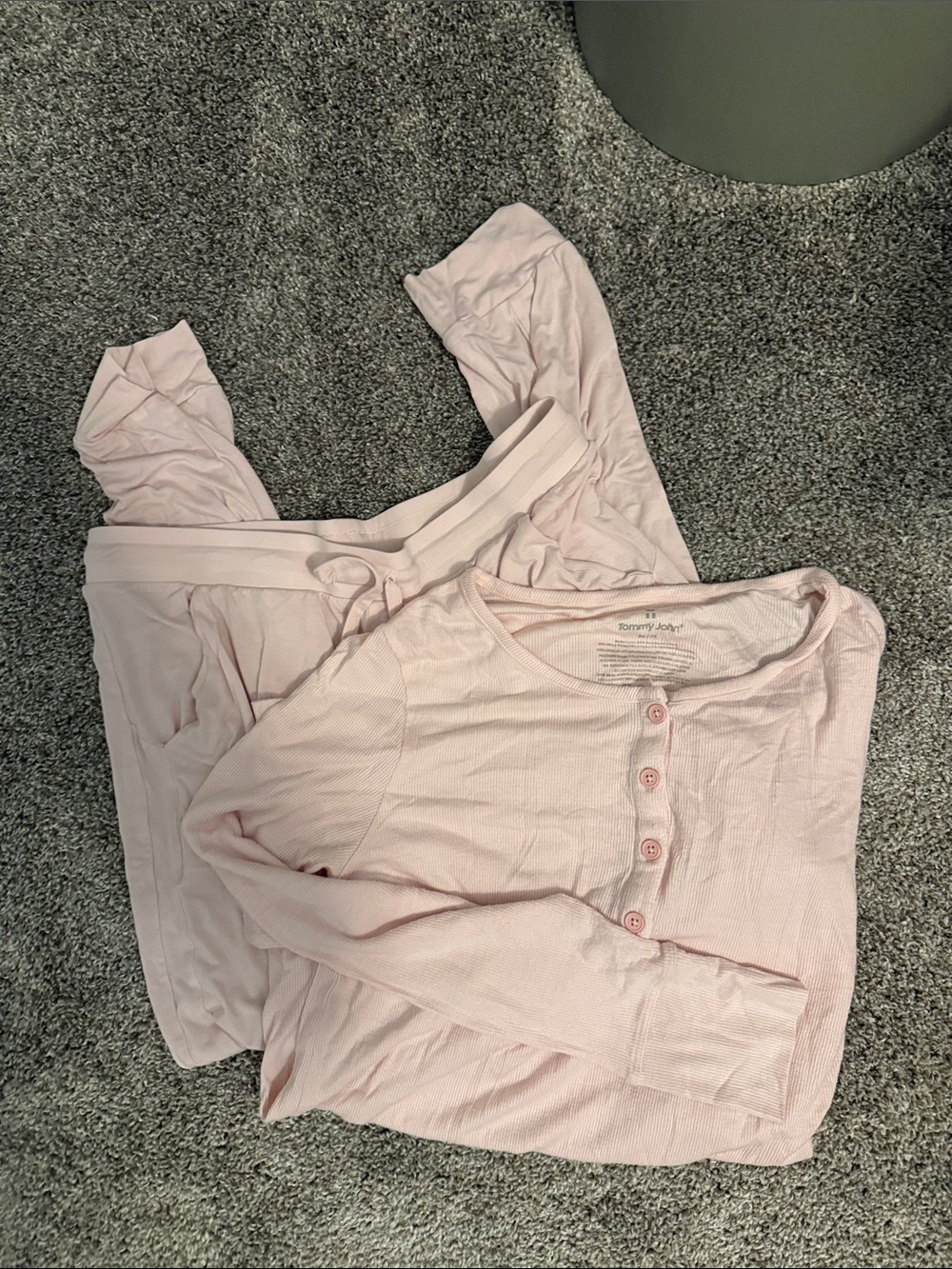 Tommy John Women’s Light Pink Long Sleeve Waffle Knit Pajama Set